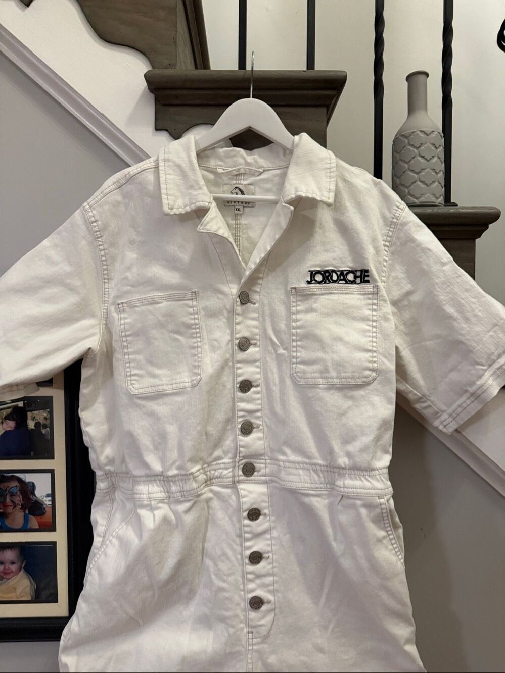 Jordache Vintage White Denim Mechanics Jumpsuit sz XXL EUC - Picture 2 of 11